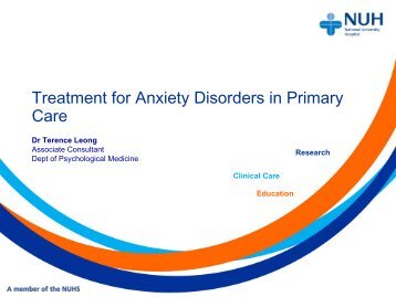 Drug treatment for Anxiety Disorders - NUH