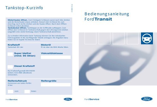 Tankstop-Kurzinfo Bedienungsanleitung FordTransit - NUGGET FORUM