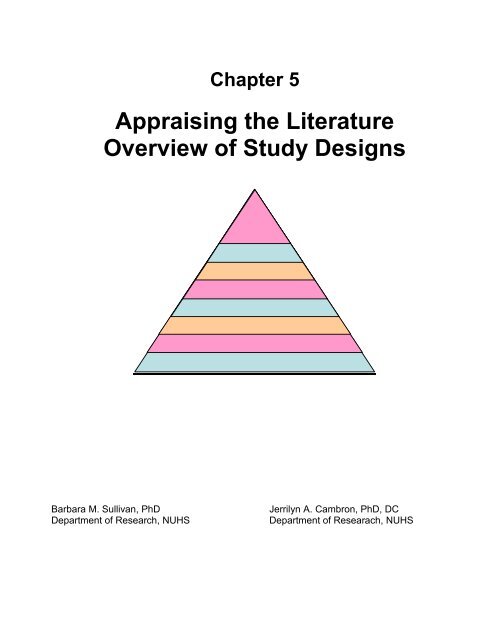 Appraising the Literature Overview of Study Designs