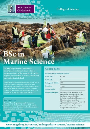 BSc in Marine Science - National University of Ireland, Galway