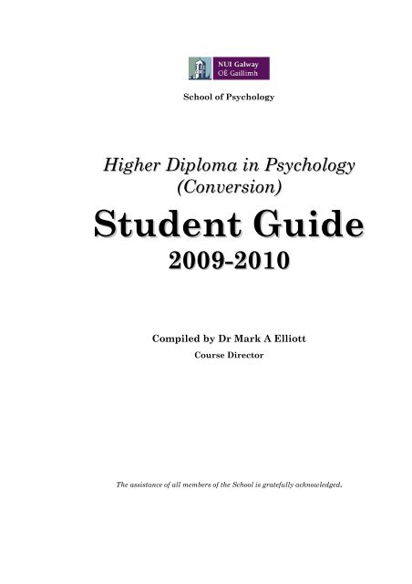 Higher Diploma in Psychology - National University of Ireland, Galway
