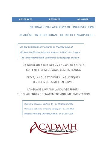 international academy of linguistic law acadÃ©mie internationale de ...