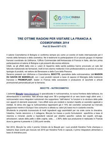 TRE OTTIME RAGIONI PER VISITARE LA FRANCIA A COSMOFARMA 2014