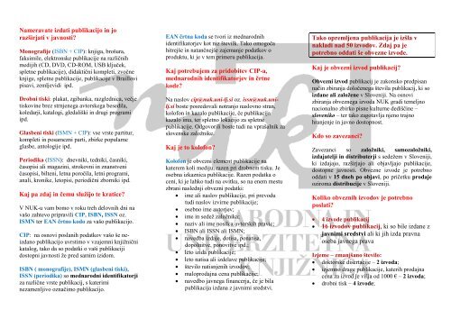 OBVEZNI IZVOD PUBLIKACIJ - Narodna in univerzitetna knjiÅ¾nica