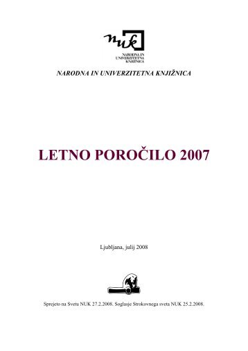 Leto 2007 - Narodna in univerzitetna knjiÅ¾nica - Univerza v Ljubljani