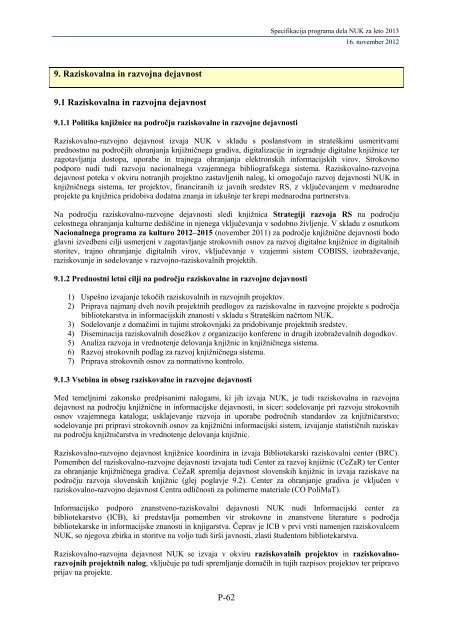 Program dela 2013 - Narodna in univerzitetna knjiÅ¾nica - Univerza v ...