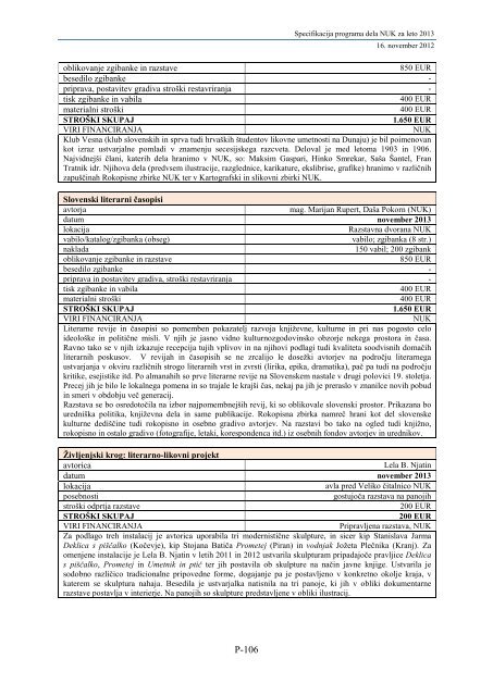 Program dela 2013 - Narodna in univerzitetna knjiÅ¾nica - Univerza v ...