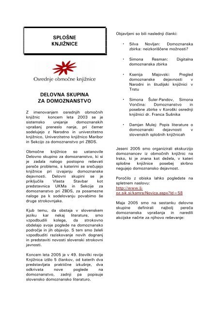 pdf verzija novic - Narodna in univerzitetna knjiÅ¾nica
