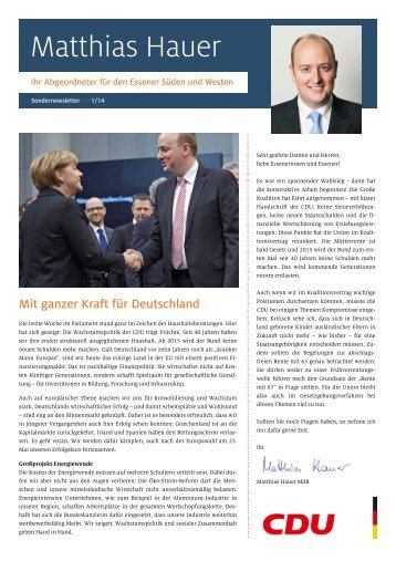 Newsletter Matthias Hauer