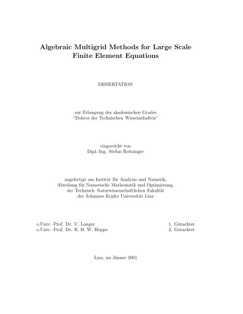 Algebraic Multigrid Methods for Large Scale Finite Element Equations