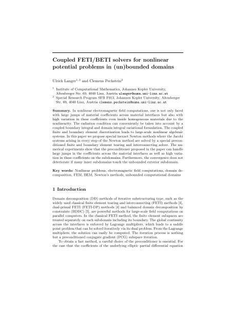 Coupled FETI/BETI solvers for nonlinear potential problems in (un ...