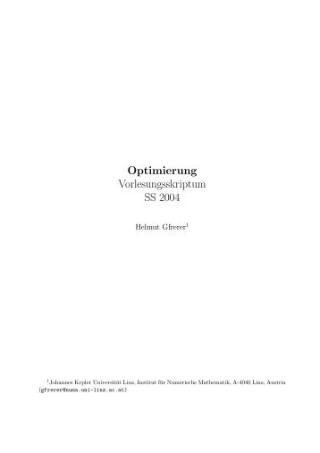Optimierung Vorlesungsskriptum SS 2004
