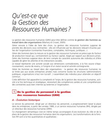 La gestion des Ressources humaines - Numilog