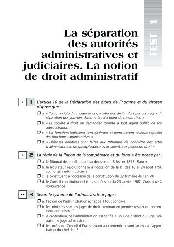 QCM et QRC Droit administratif - Numilog