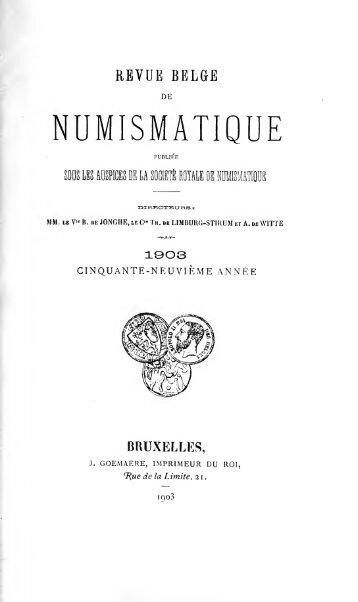 Revue belge de numismatique et de sigillographie - Koninklijk ...