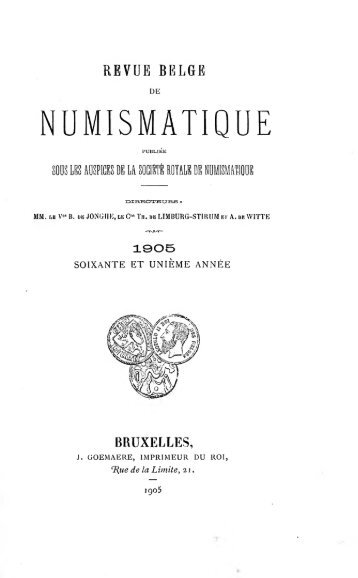 Revue belge de numismatique et de sigillographie