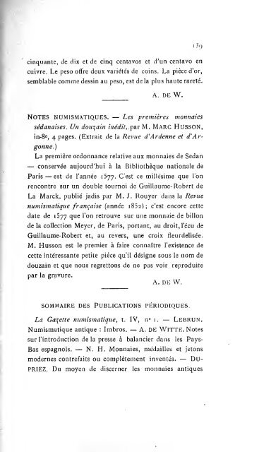 Revue belge de numismatique et de sigillographie - Koninklijk ...