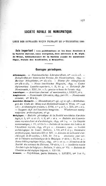 Revue belge de numismatique et de sigillographie - Koninklijk ...