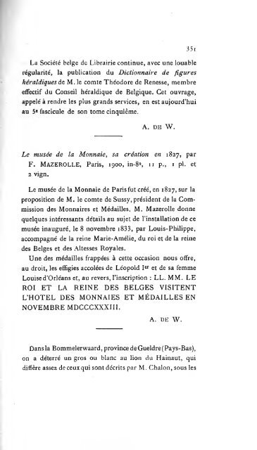 Revue belge de numismatique et de sigillographie - Koninklijk ...