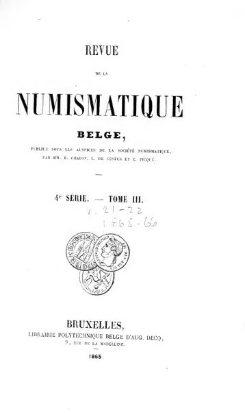 Revue belge de numismatique et de sigillographie