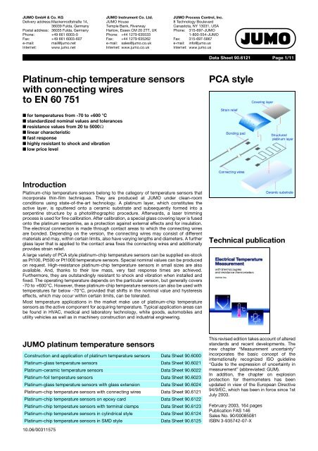 Platinum Temperature Sensors - Nuova Elva