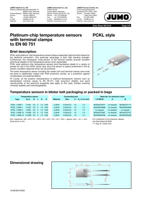 Platinum Temperature Sensors - Nuova Elva