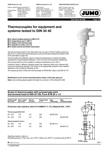 Thermocouples - Nuova Elva