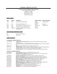 Download full curriculum vitae - UCF College of Nursing - University ...