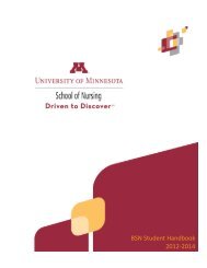BSN Student Handbook - School of Nursing - University of Minnesota