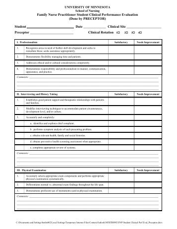 Clinical Performance Evaluation Form - School of Nursing ...