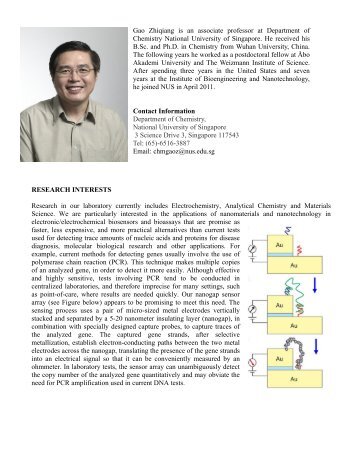 Gao Zhiqiang is an associate professor at Department of Chemistry ...