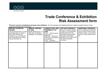 Trade Conference & Exhibition Risk Assessment form