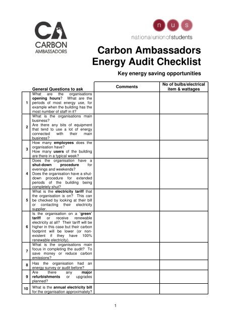 building energy audit checklist