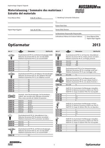 Optiarmatur 2013 - R. Nussbaum AG