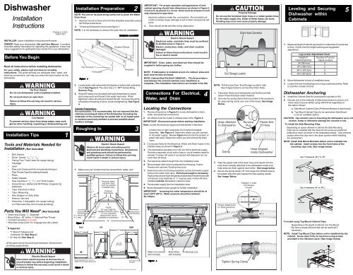 Installation Instructions for Electrolux Dishwashers