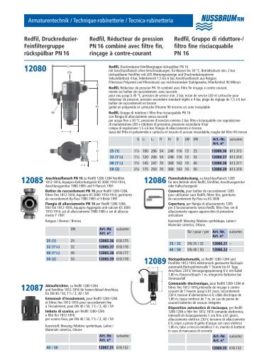 Redfil, Druckreduzier- Feinfiltergruppe ... - R. Nussbaum AG