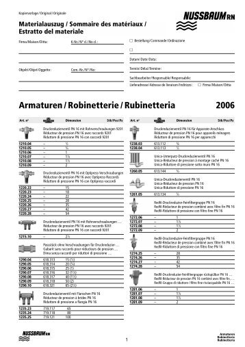 Armaturen / Robinetterie / Rubinetteria 2006 - R. Nussbaum AG