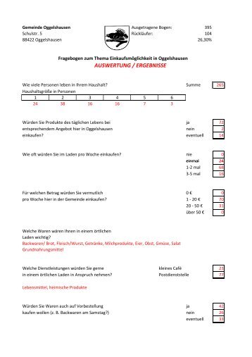 Umfragebogen - Auswertung