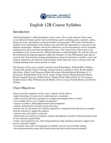 English 12B Course Syllabus