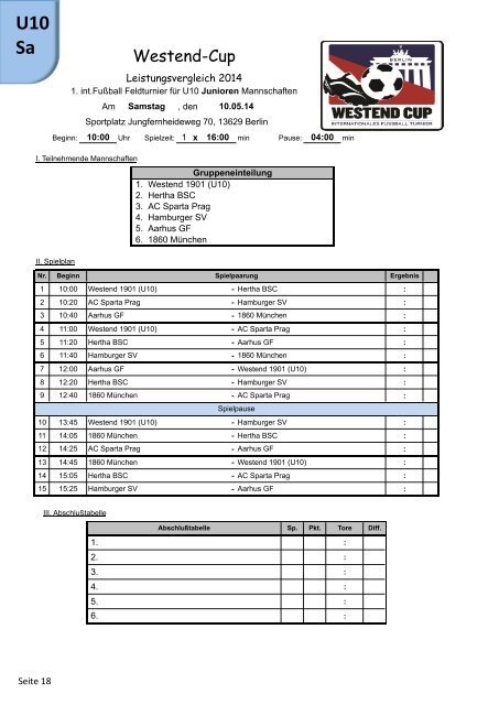 1. Westend-Cup 2014 -SC Westend 1901-