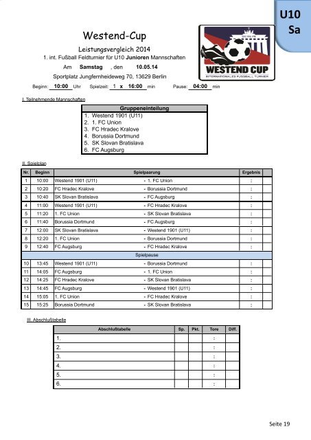 1. Westend-Cup 2014 -SC Westend 1901-