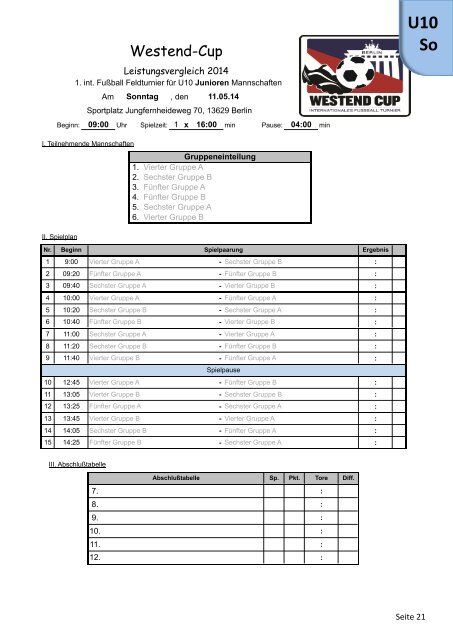 1. Westend-Cup 2014 -SC Westend 1901-