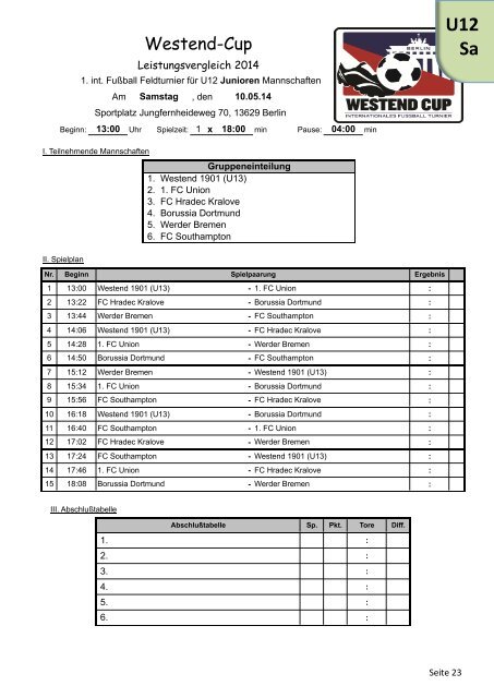 1. Westend-Cup 2014 -SC Westend 1901-