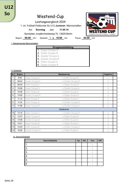 1. Westend-Cup 2014 -SC Westend 1901-