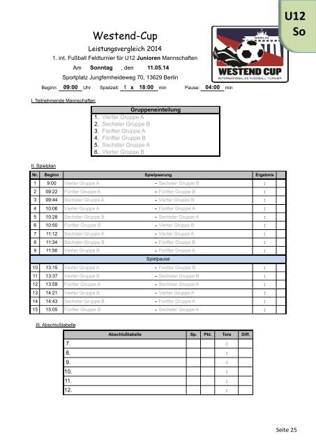 1. Westend-Cup 2014 -SC Westend 1901-