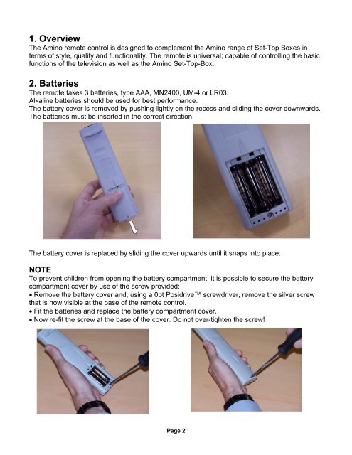 AMINO Remote Control User's Guide - ETC