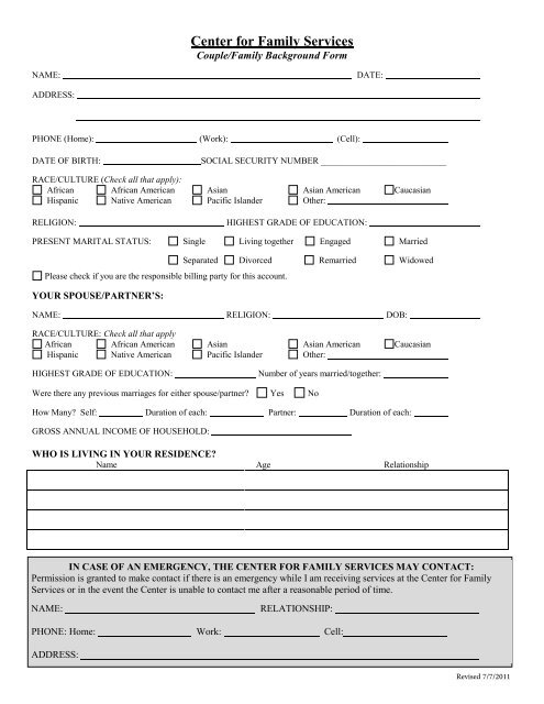 Family Background Form