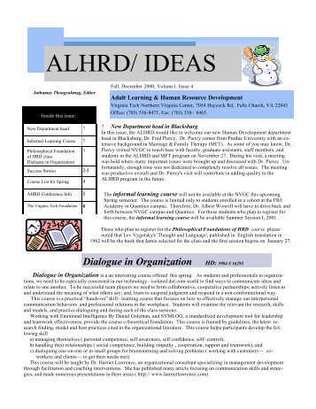 ALHRD/ IDEAS - Northern Virginia Center - Virginia Tech