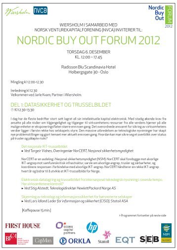 NORDIC BUY OUT FORUM 2012 - Norsk Ventures