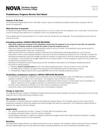 Probationary Progress Review Fact Sheet